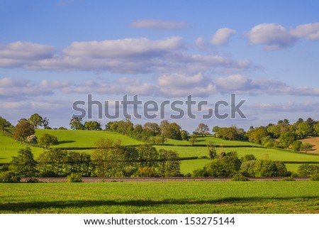 Farmland fields in the warwickshire countryside , engliah midlands uk