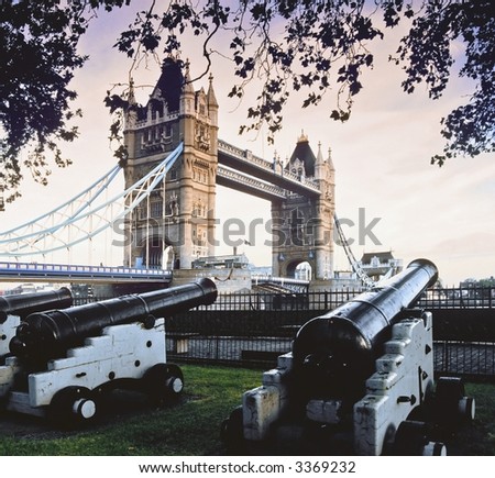 tower bridge river thames london viewed from the cannons outside the tower of london
