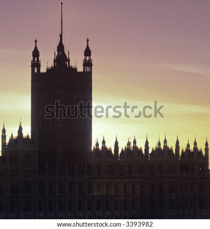 sunset  london england uk europe houses of parliament  view from the embankment