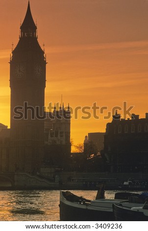 sunset river thames london england uk europe houses of parliament big ben view from the embankment