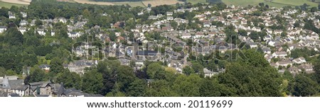 a view over the town of totnes the south hams devon england uk