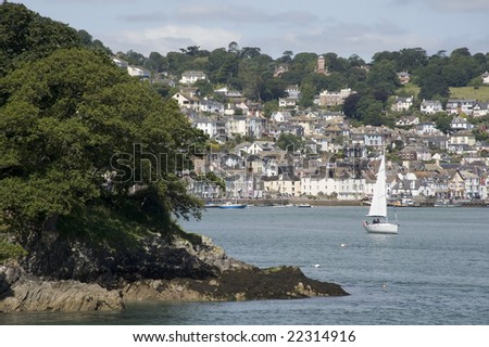 view of dartmouth from the castle on the estuary of the river dart devon