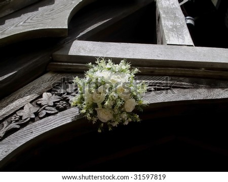 stock photo wedding decorations on a country village parish church in 