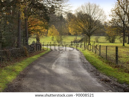 country lane the estate warwickshire midlands england uk