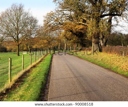 country lane  estate warwickshire midlands england uk