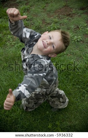 boy with army clothes