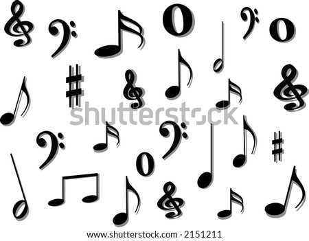 images of music notes symbols. stock vector : Music notes