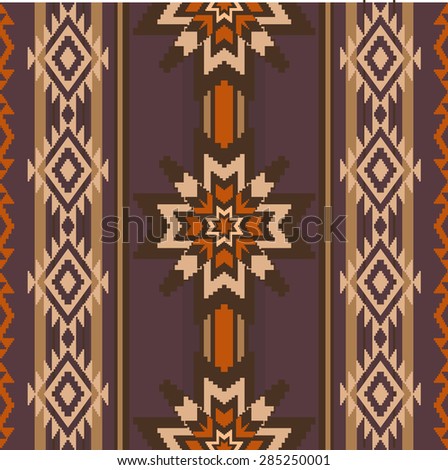 Ethnic style fabric woven ornament seamless pattern with stars and traditional geometric elements Ethnic style fabric woven ornament seamless pattern with stars and traditional geometric elements