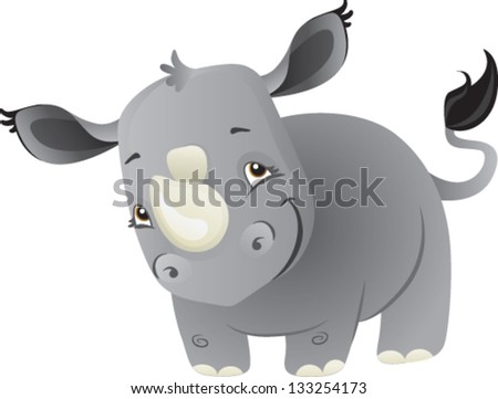 A Cute Cartoon Baby Rhino From Africa Stock Vector Illustration