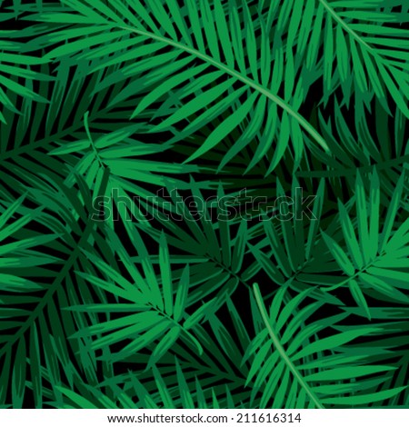 Seamless tropical jungle floral pattern with palm fronds Vector illustration Seamless tropical jungle floral pattern with palm fronds Vector illustration