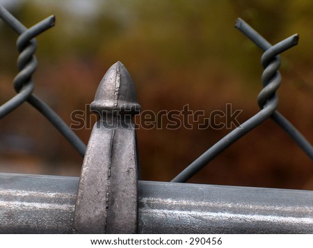 two fence prongs on a chain link fence