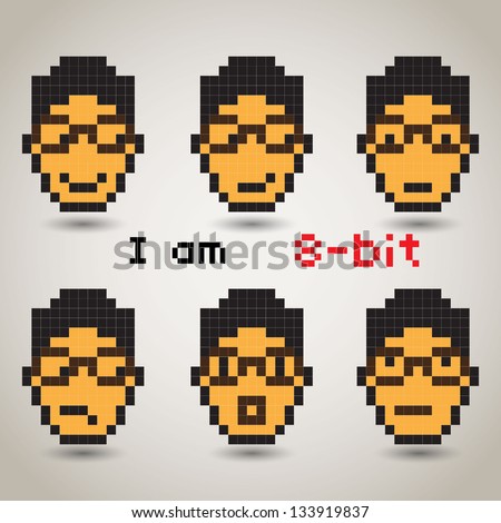 Pixel Emotion Icons - Angry, Sick, Happy, Sad
