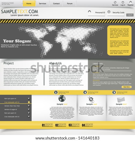 Yellow And Grey Website Template Stock Vector Illustration 141640183 Shutterstock Yellow Pages Website Template Free