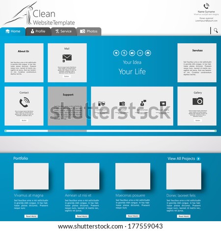 Website template in editable vector format Website template in editable vector format