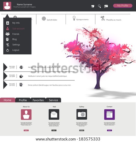 Flat web design elements buttons icons Website template Flat web design elements buttons icons Website template