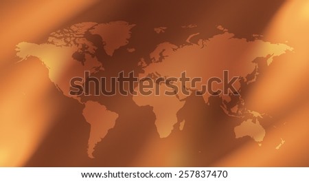 Gold world map and abstract background