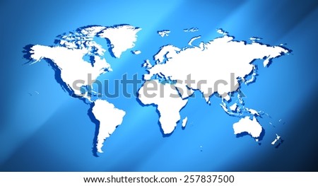 World map blue background