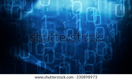 Technology abstract blue background, blue binary code