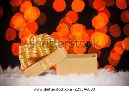 Gold Gift box with gold ribbon