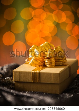 Gold Gift box with gold ribbon