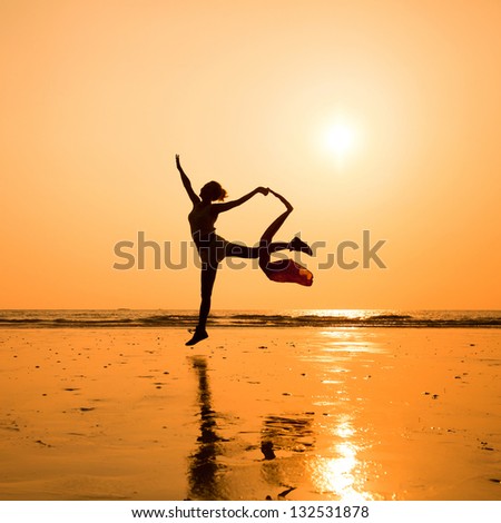silhouette of dancing woman on the beach, inspiration