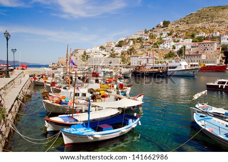 Hydra island in Greece, yachts