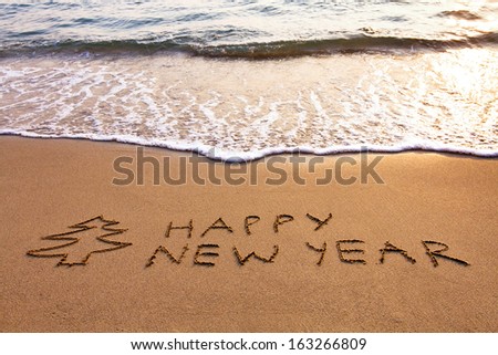 New Year Background On The Beach