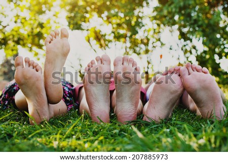 family picnic, feet on the grass