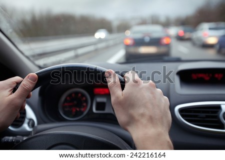 speed control and security distance on the road, driving safely