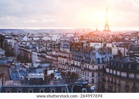 architecture of Paris, France, traditional buildings and streets