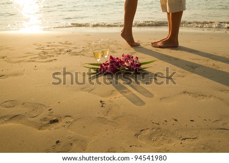 wedding couple on the paradise beach - with place for the text