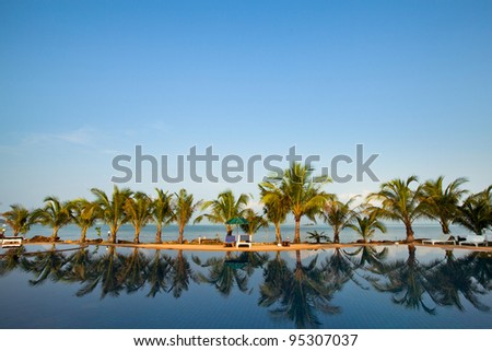 beautiful swimming pool in resort - picture for background with place for the text