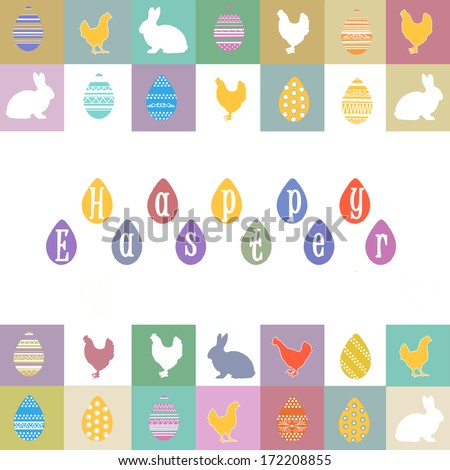 Easter seamless pattern with chicks and eggs