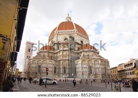 FLORENCE, ITALY-OCTOBER 19: A view of the Basilica of Santa Maria del Fiore on October 19, 2011 in Florence, Italy  Goticorenacentista style is its construction began in 1296 and concluded in 1418