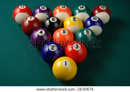racked billiard balls