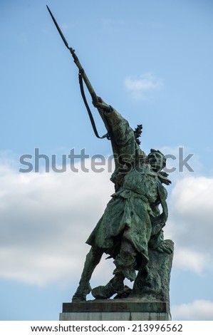Osijek, Croatia - 21 August, 2014: The Dying Soldier, a monument to the fallen soldiers of Sokcevic\'s 78th Regiment in Osijek 1897.