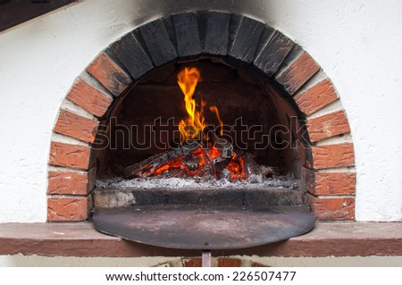 A wood fired brick oven.