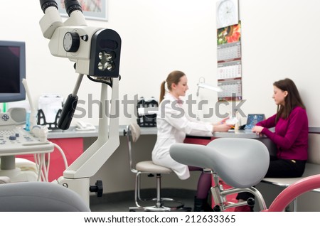 medical equipment in gynecologal consultation room