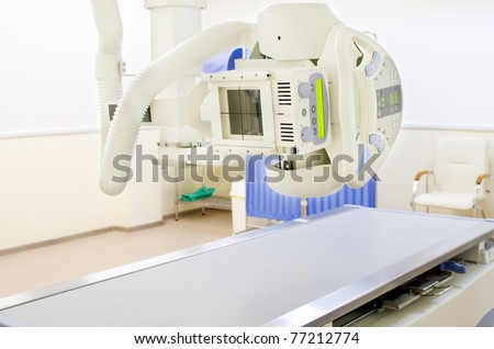 X-Ray system machine in contemporary medical center