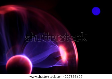 glittering lightnings of magic ball on black background