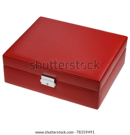 red leather box isolated on white