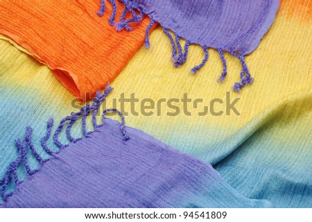 shiny oriental vibrant woolen texture close up
