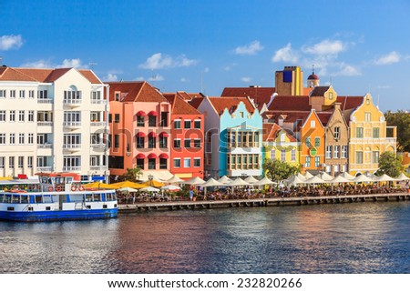 Colorful houses of Willemstad in Curacao, Netherlands Antilles.
