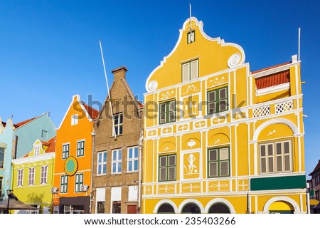 Architecture details of the colonial houses in Willemstad. Curacao, Netherlands Antilles