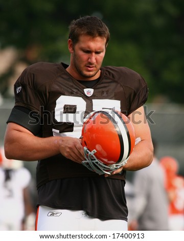 Berea, Ohio - July 30 2008: Defensive lineman Chase Pittman at Cleveland Browns Training Camp in Berea, Ohio, July 30, 2008