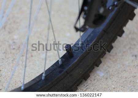 Close up view of a black bike tire