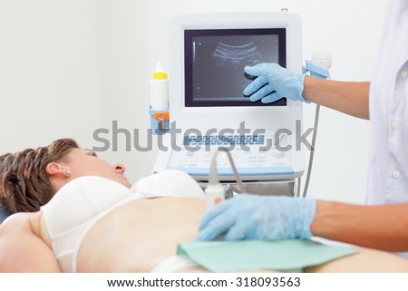abdominal cavity diagnosis carried out with the use of an ultrasound