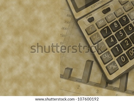 Electronic calculator and chart paper background