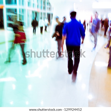 walking city business people abstract background blur motion