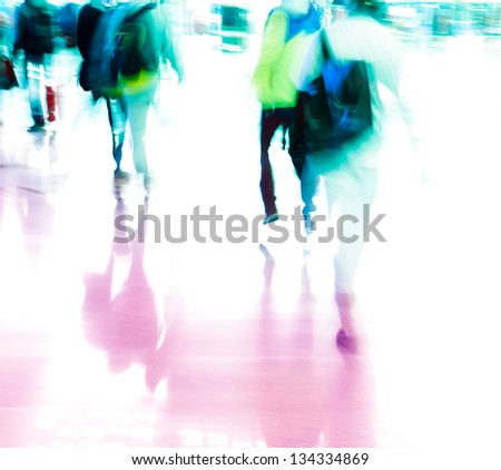 city business people rushing in the lobby,abstract blurred motion background